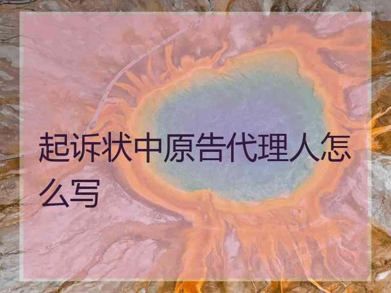 起诉状中原告代理人怎么写