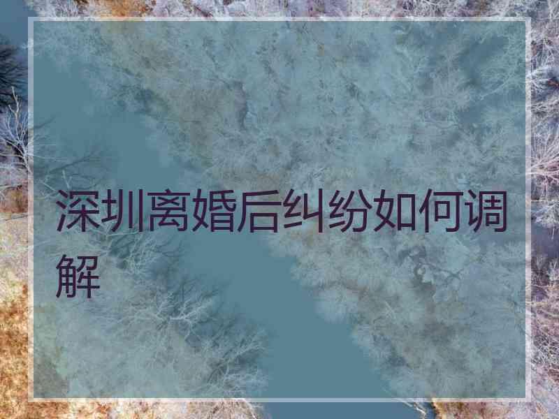 深圳离婚后纠纷如何调解