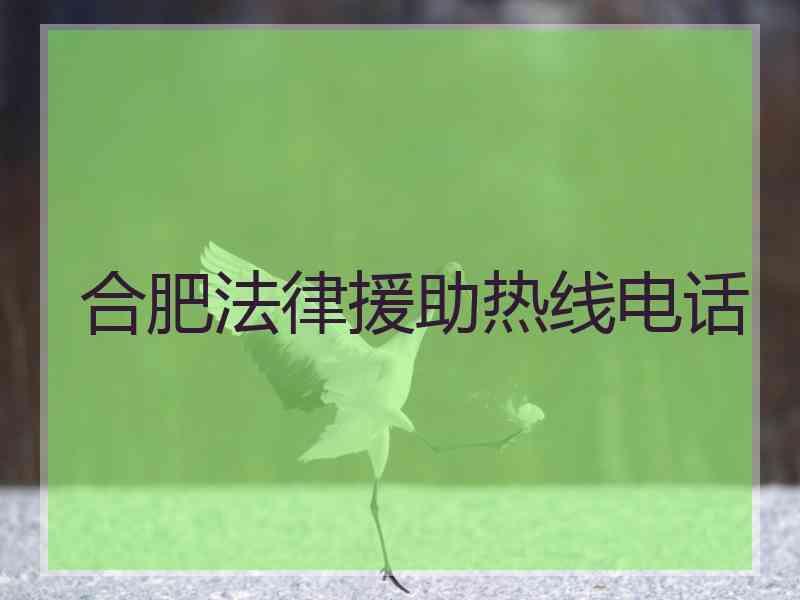 合肥法律援助热线电话
