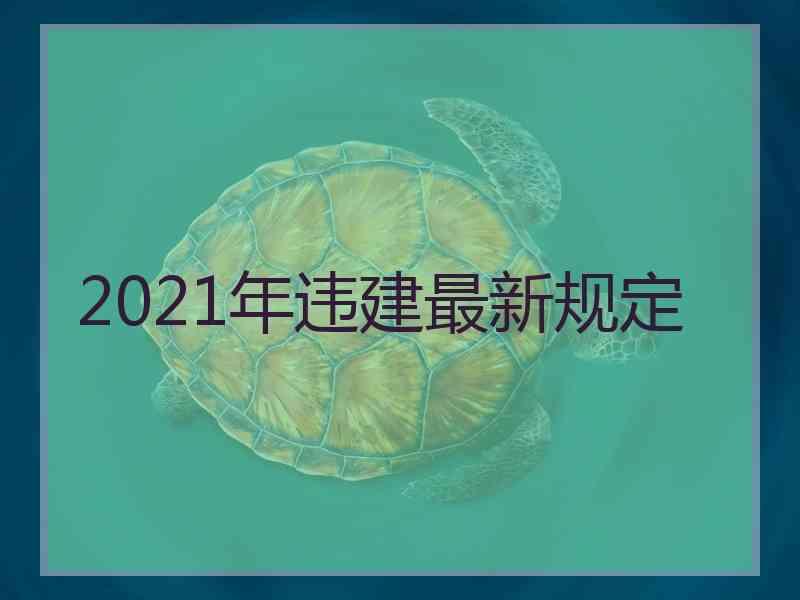 2021年违建最新规定