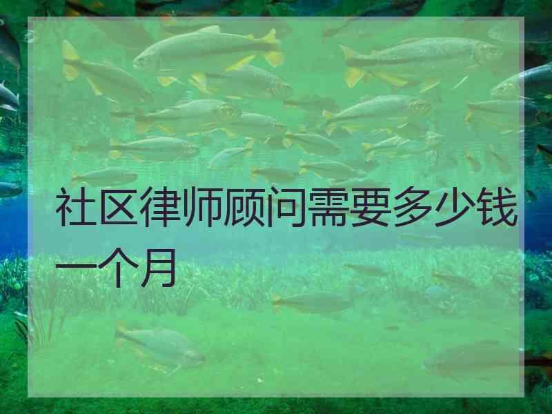 社区律师顾问需要多少钱一个月