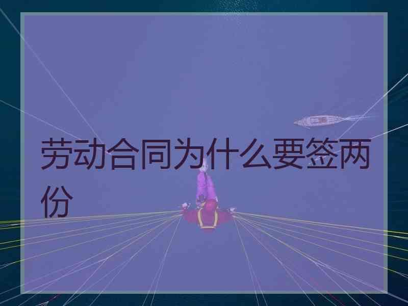 劳动合同为什么要签两份