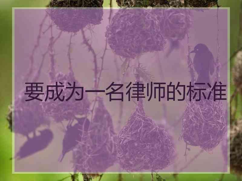 要成为一名律师的标准