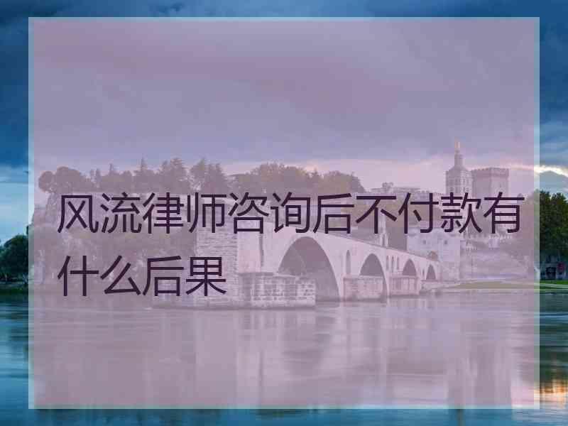 风流律师咨询后不付款有什么后果