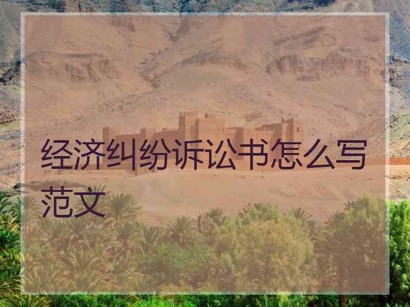 经济纠纷诉讼书怎么写范文