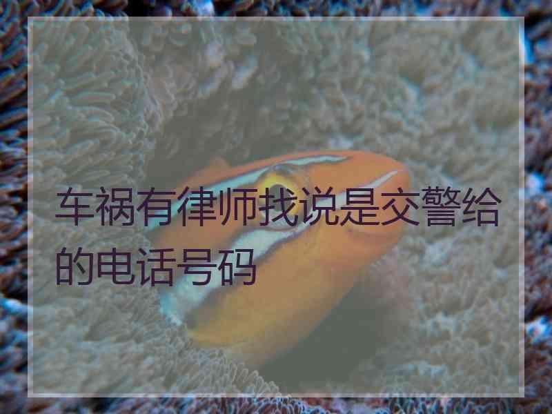 车祸有律师找说是交警给的电话号码