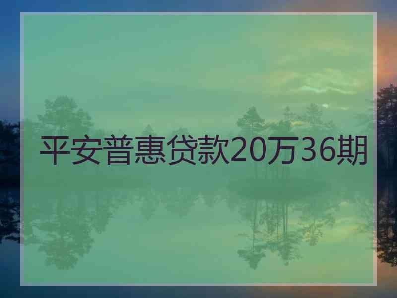 平安普惠贷款20万36期