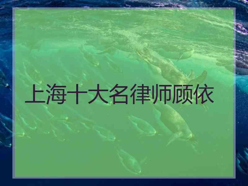 上海十大名律师顾依