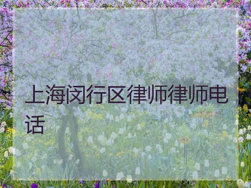 上海闵行区律师律师电话