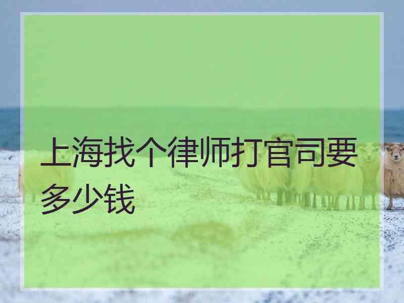 上海找个律师打官司要多少钱