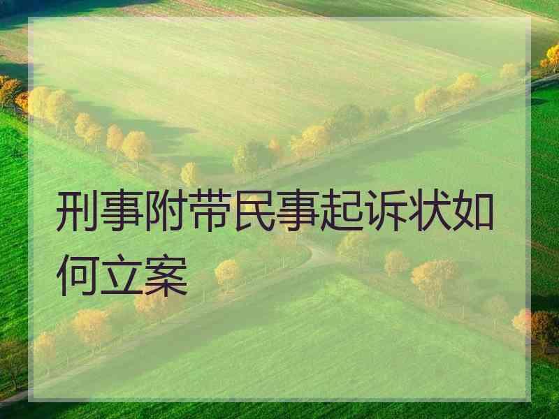 刑事附带民事起诉状如何立案