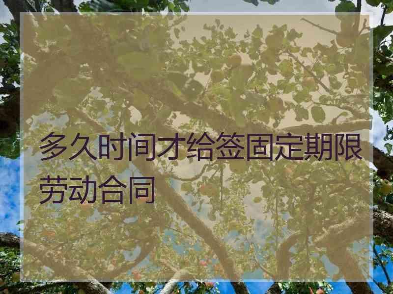 多久时间才给签固定期限劳动合同