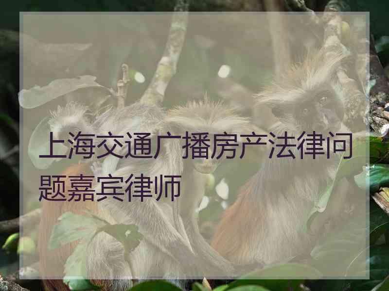 上海交通广播房产法律问题嘉宾律师