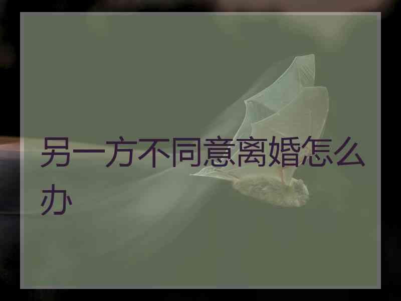 另一方不同意离婚怎么办