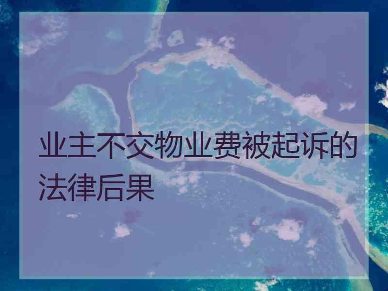 业主不交物业费被起诉的法律后果