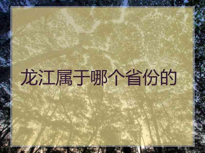 龙江属于哪个省份的