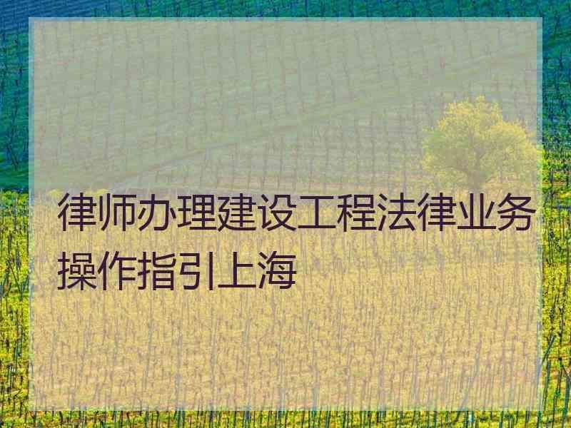 律师办理建设工程法律业务操作指引上海