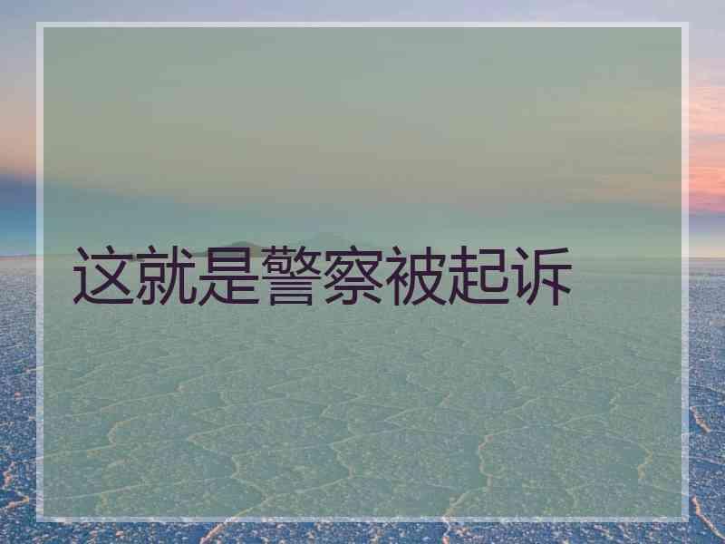这就是警察被起诉