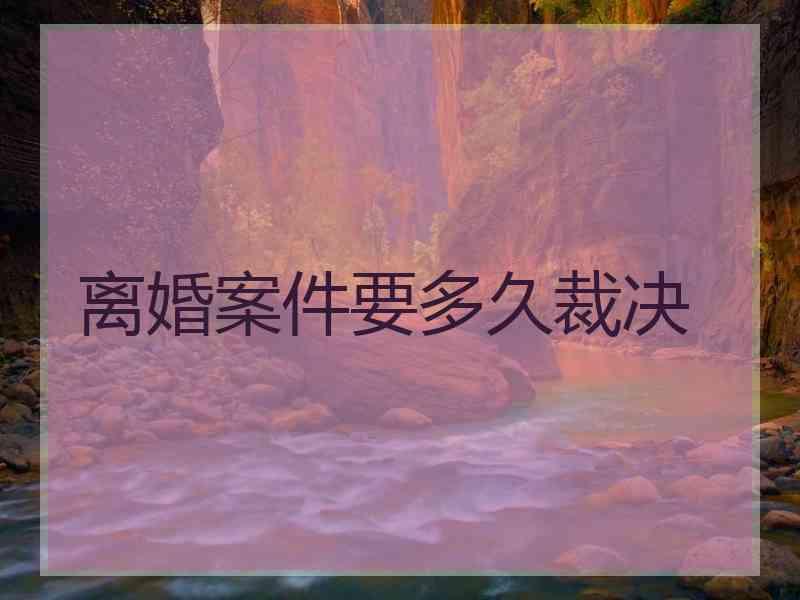 离婚案件要多久裁决