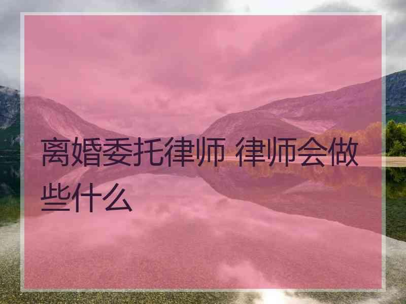 离婚委托律师 律师会做些什么