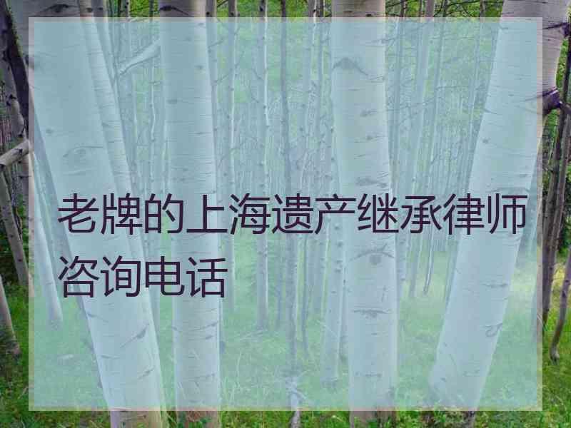 老牌的上海遗产继承律师咨询电话