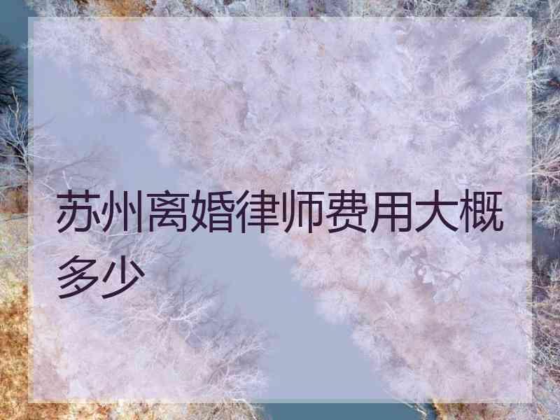 苏州离婚律师费用大概多少