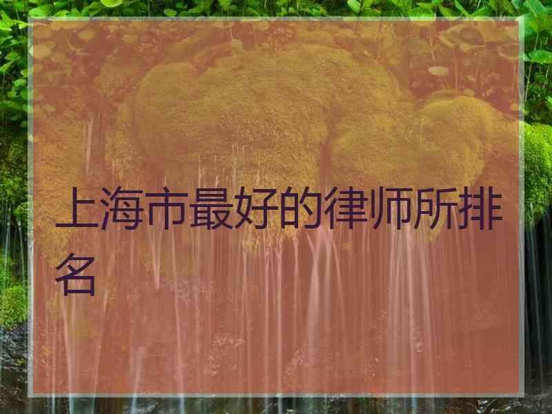 上海市最好的律师所排名