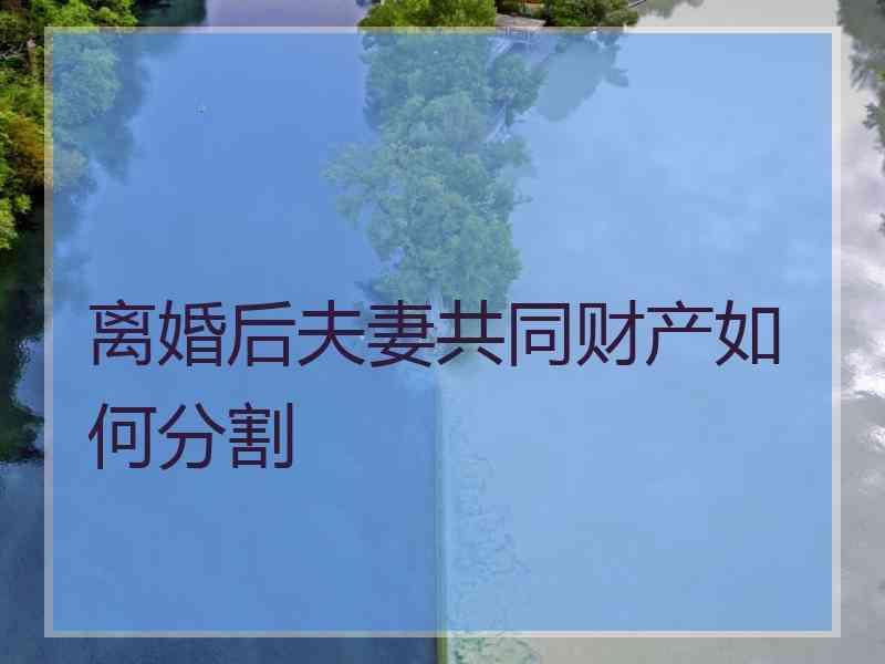 离婚后夫妻共同财产如何分割