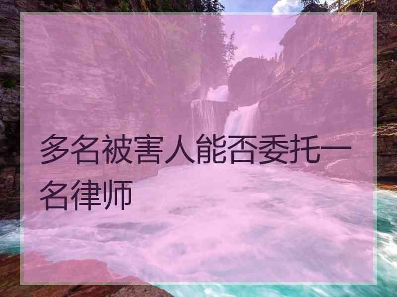 多名被害人能否委托一名律师