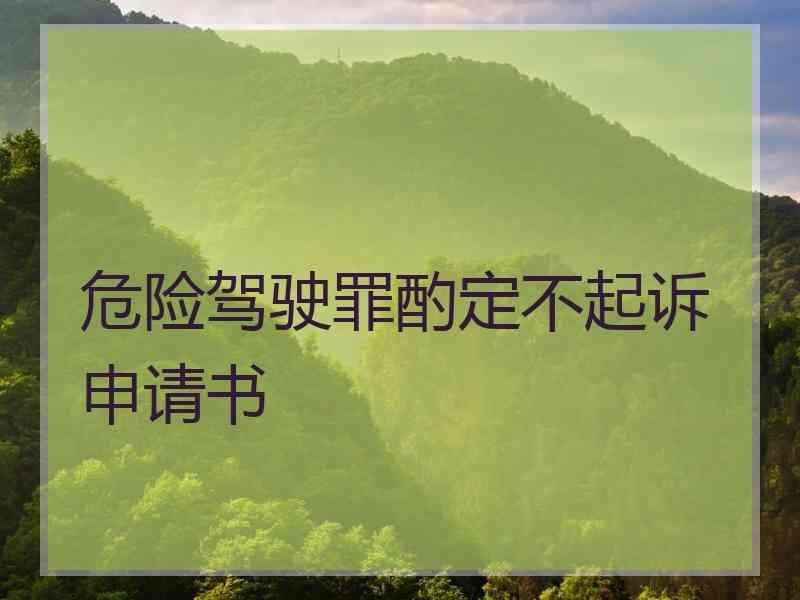 危险驾驶罪酌定不起诉申请书
