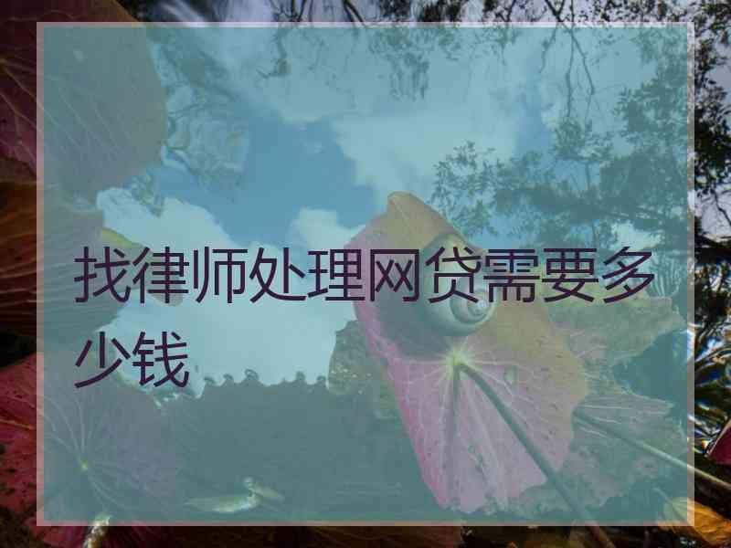 找律师处理网贷需要多少钱