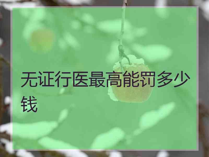 无证行医最高能罚多少钱