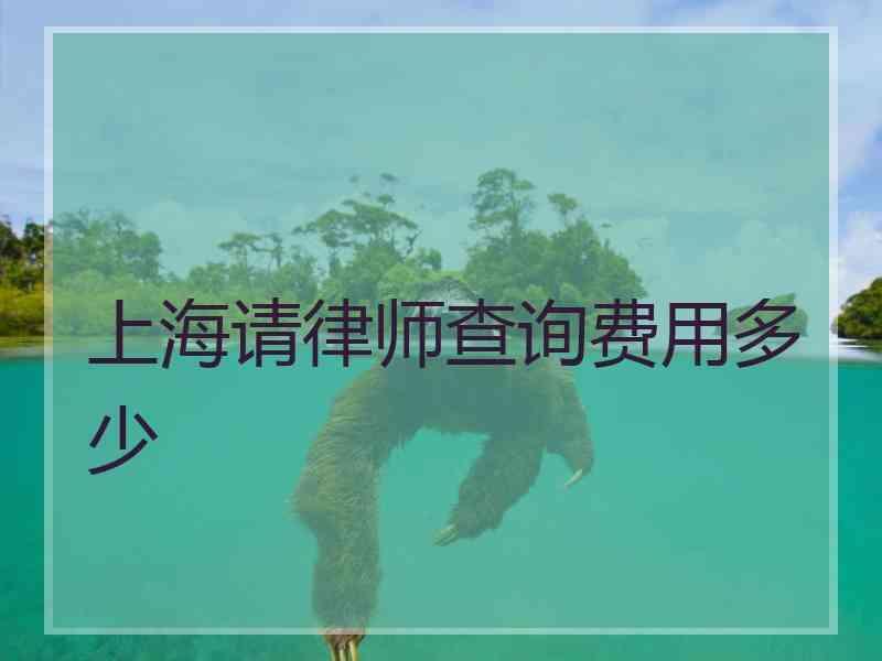 上海请律师查询费用多少