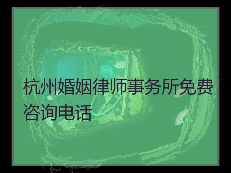 杭州婚姻律师事务所免费咨询电话