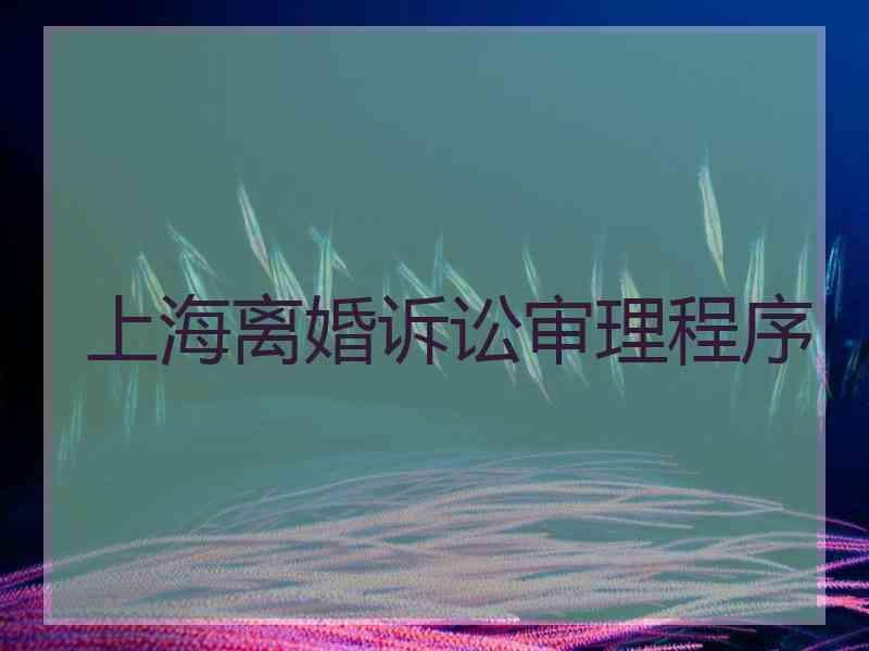 上海离婚诉讼审理程序