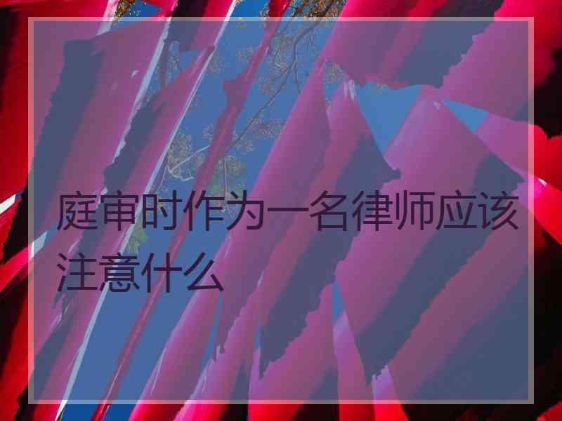 庭审时作为一名律师应该注意什么