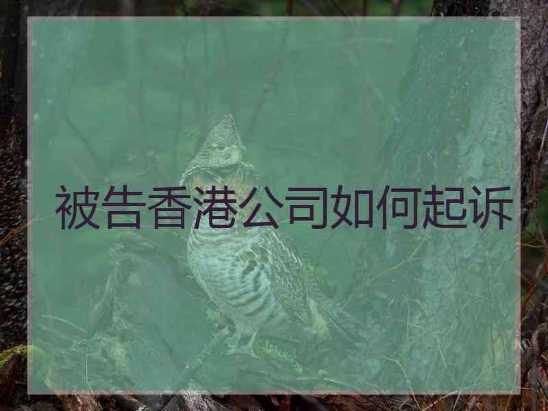 被告香港公司如何起诉 被告香港公司如何起诉