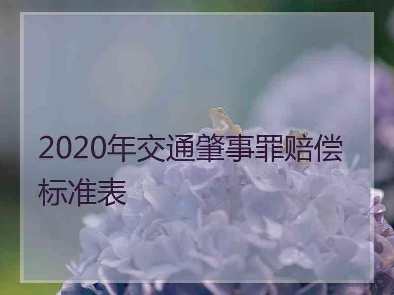 2020年交通肇事罪赔偿标准表