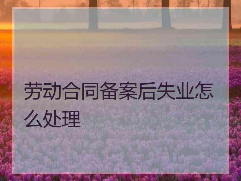 劳动合同备案后失业怎么处理