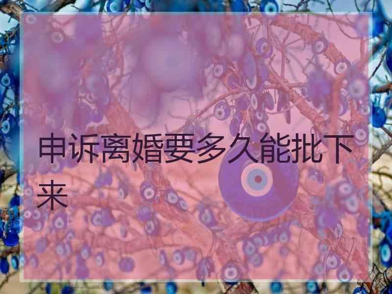 申诉离婚要多久能批下来