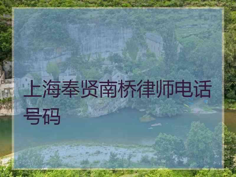 上海奉贤南桥律师电话号码