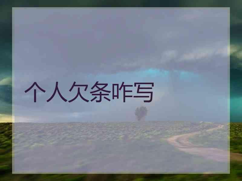 个人欠条咋写