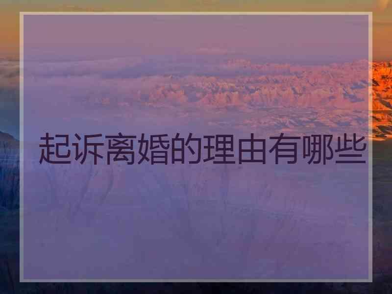 起诉离婚的理由有哪些
