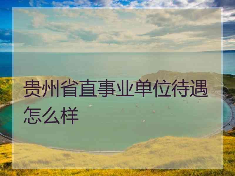 贵州省直事业单位待遇怎么样