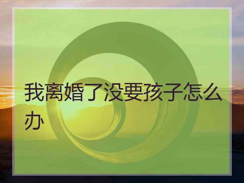 我离婚了没要孩子怎么办