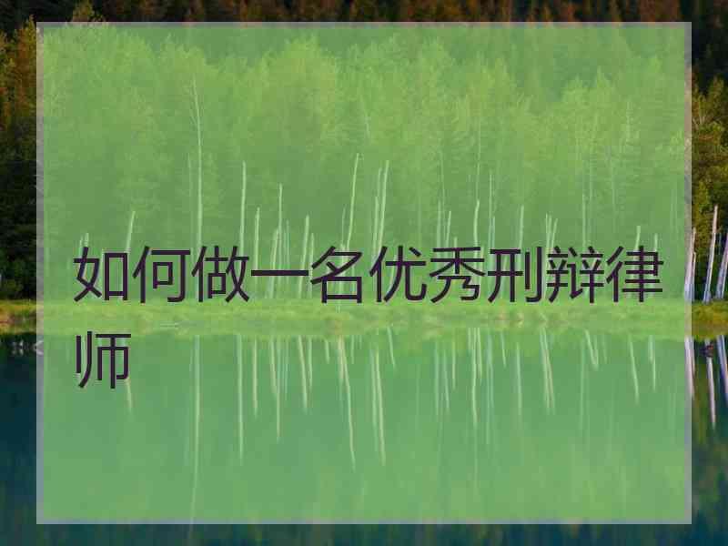 如何做一名优秀刑辩律师