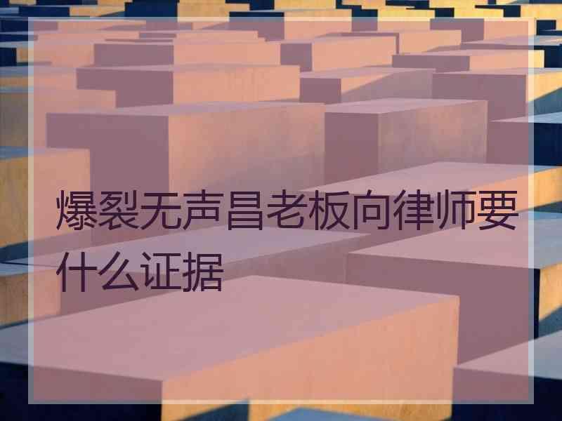 爆裂无声昌老板向律师要什么证据