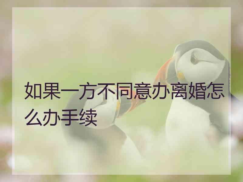 如果一方不同意办离婚怎么办手续