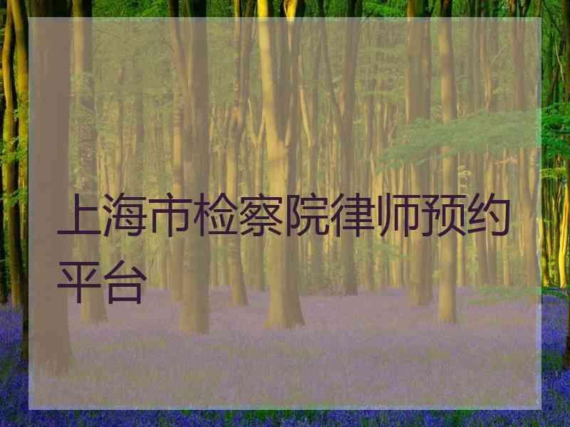 上海市检察院律师预约平台