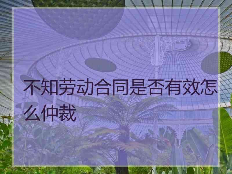 不知劳动合同是否有效怎么仲裁